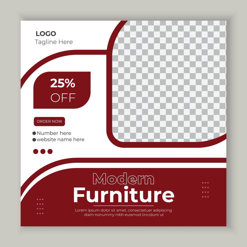 Furniture sale social media or instagram post  design template. 3.minimal modern Furniture social media or instagram post  design. pro vector. vector