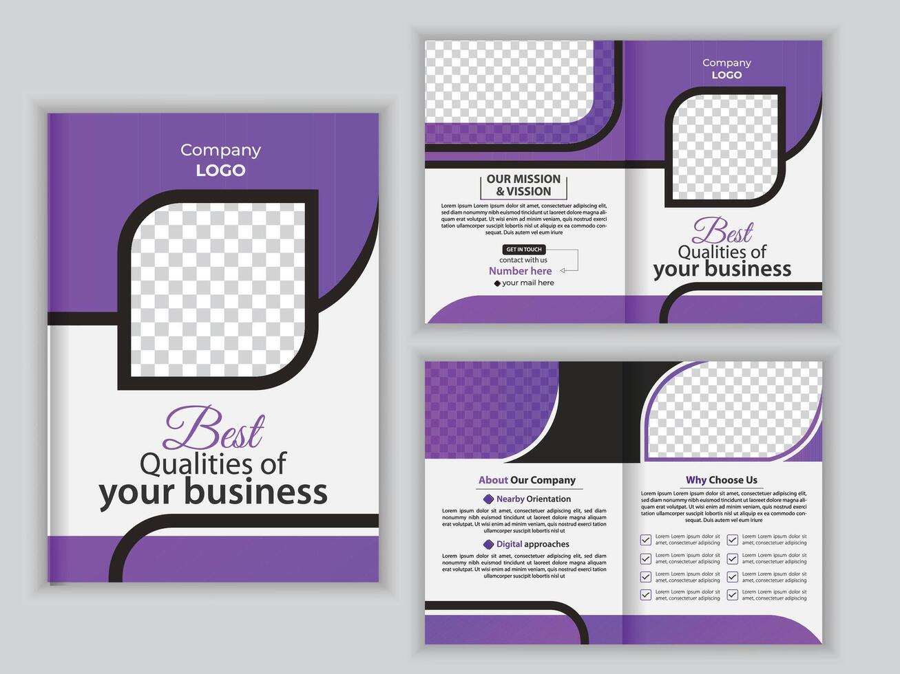 corporativo negocio perfil bifold diseño.negocio folleto cubrir página anual informe. Pro vector. vector