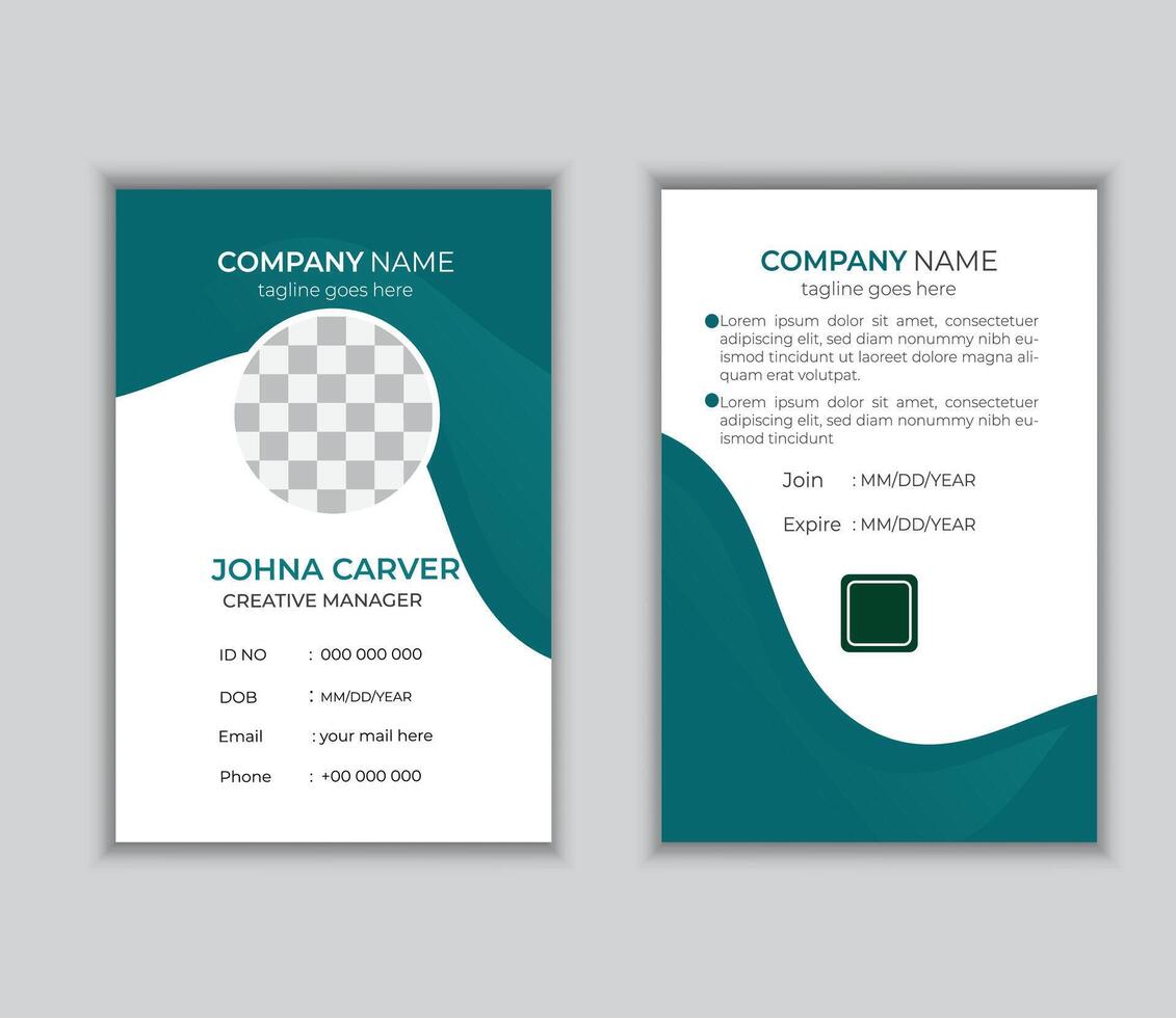 Company employee id card design template. pro vector. vector