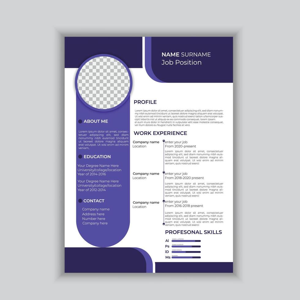 Vector creative resume or cv template design. pro vector.