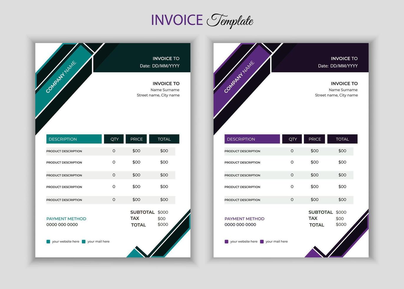 professional business invoice design template. vector