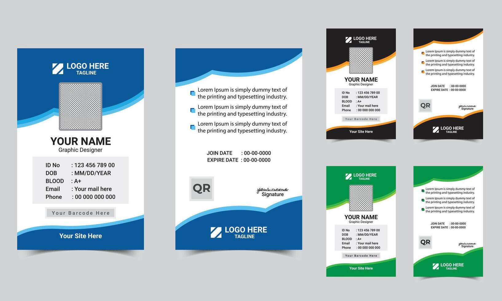 Corporate Id card design template company employee id card design template with front and back vector