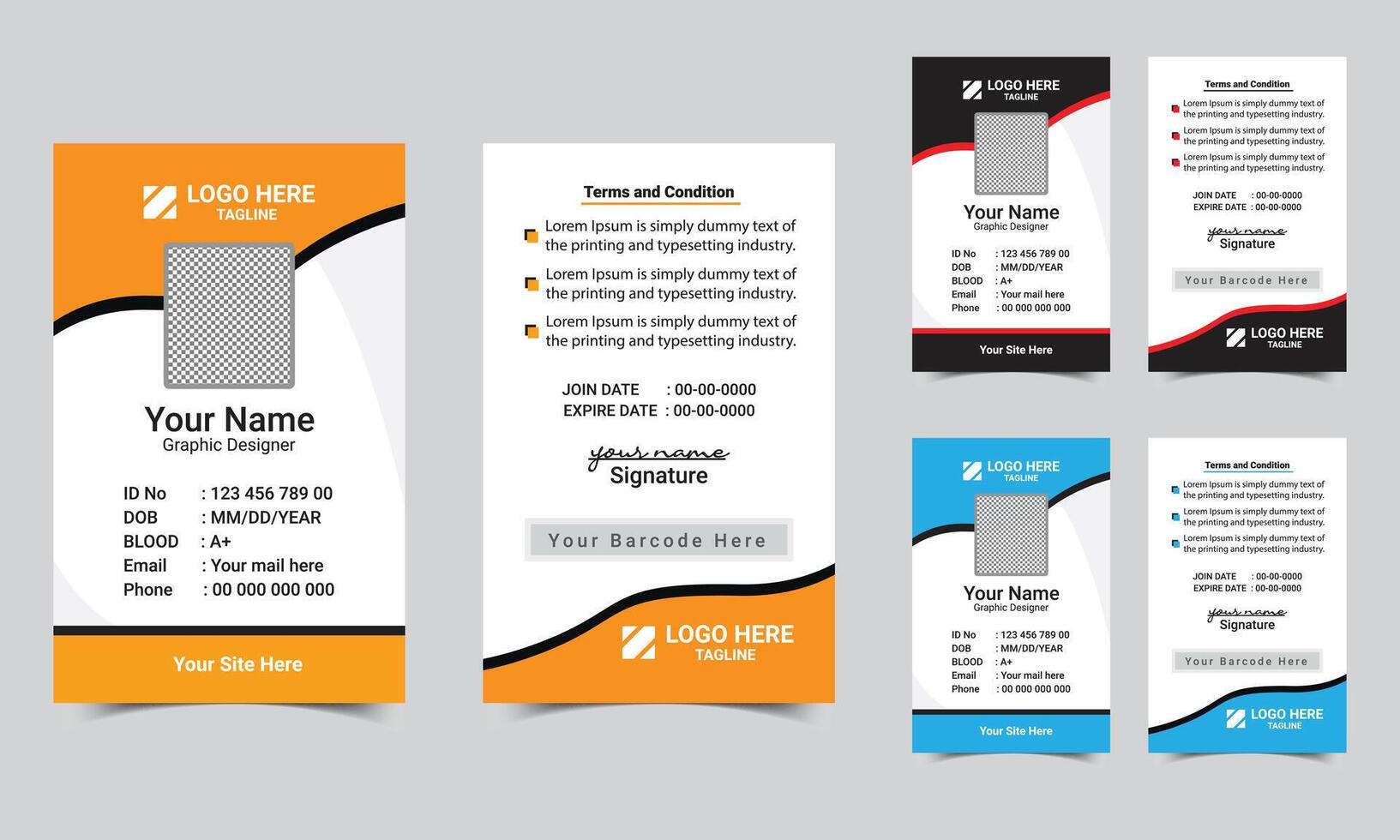 Corporate Id card design template company employee id card design template with front and back vector