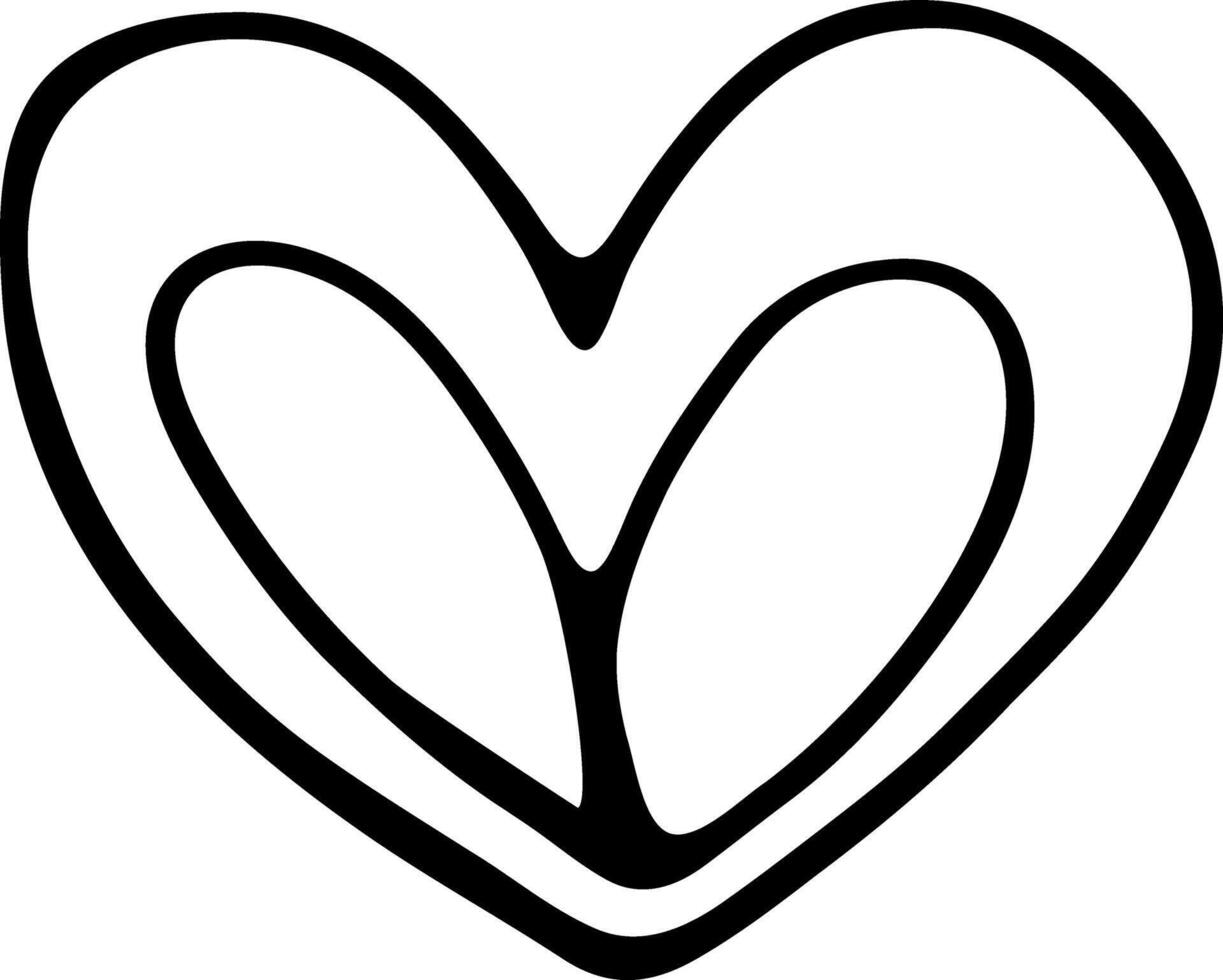 a black and white heart outline on a white background vector