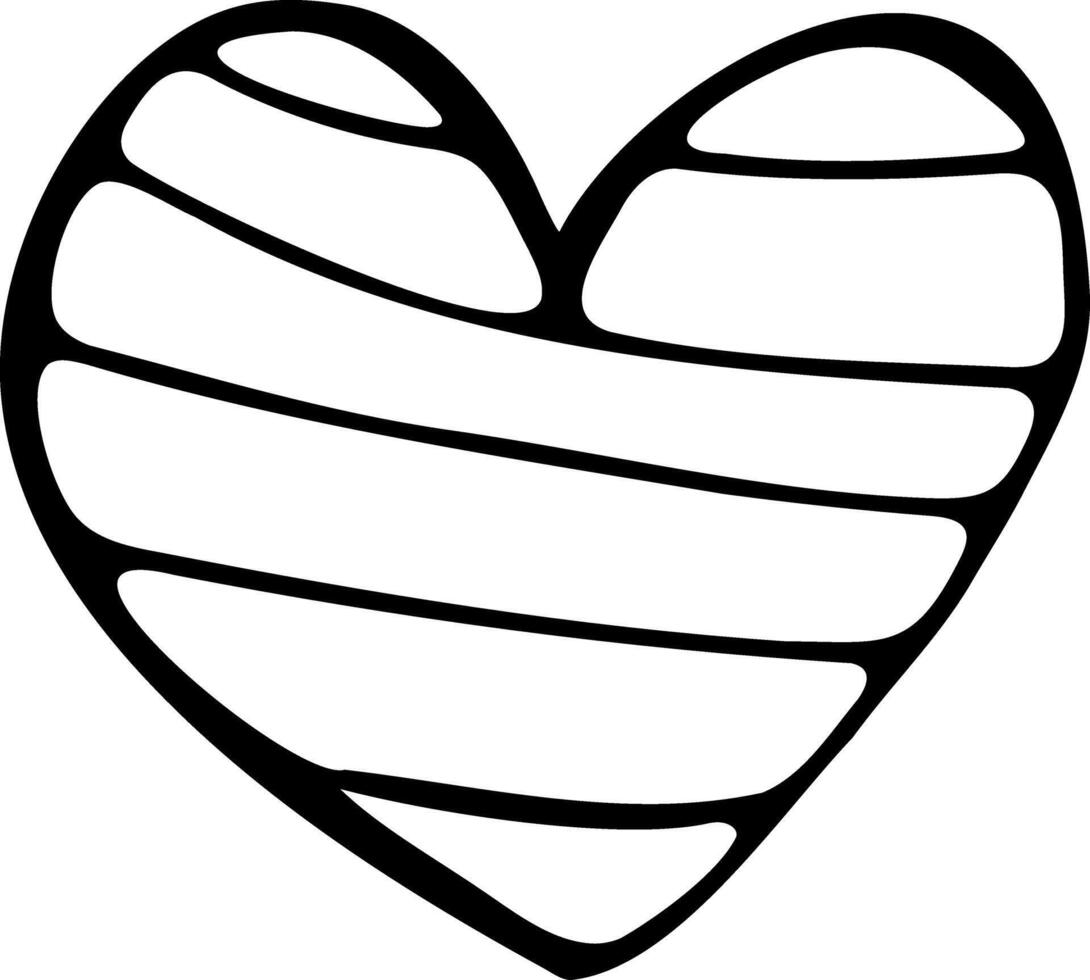 a black and white heart shaped drawing vector