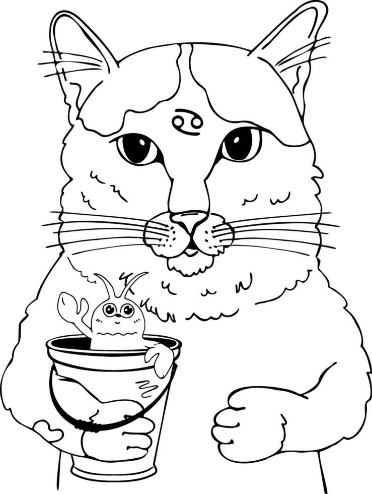 cat cancer coloring pages for kids vector