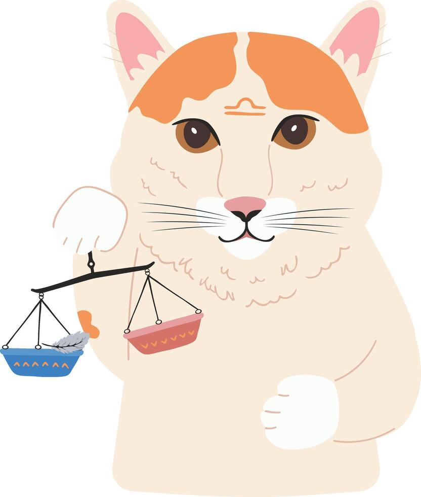 a cat holding a balance scale with a cat on it vector