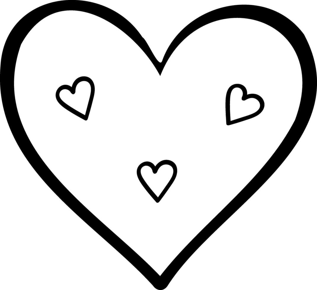 Doodle heart with three small hearts inside vector