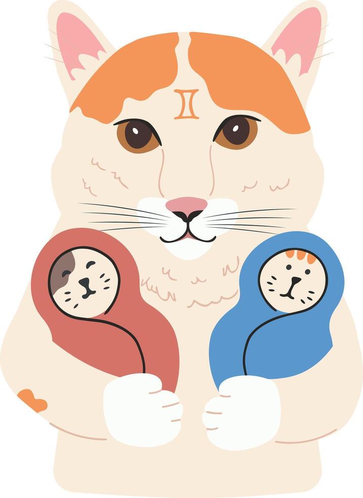 a cat holding two kittens in its paws vector