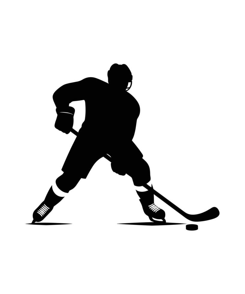hielo hockey jugador silueta vector. vector