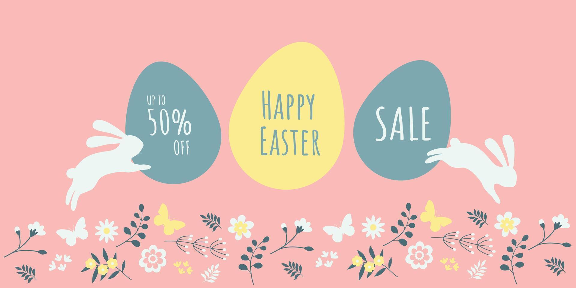 Sale banner with Easter symbol on a colorful background. vector