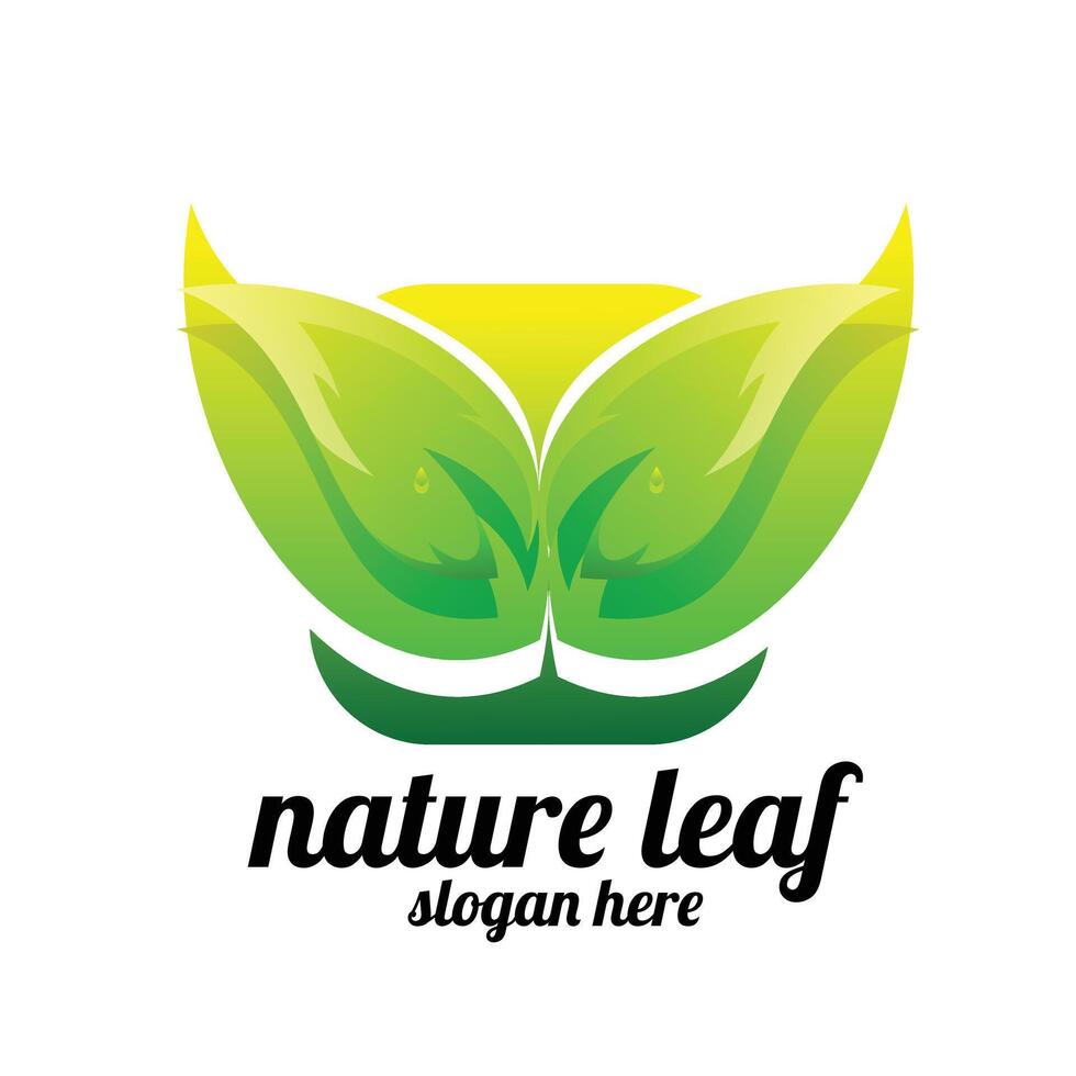 naturaleza hoja logo diseño ilustración vector