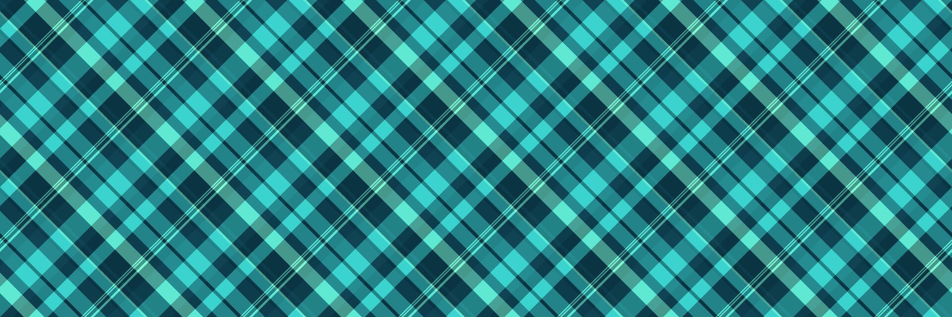 Kilt texture plaid pattern, stationary vector check seamless. Net textile fabric background tartan in cyan and teal colors.