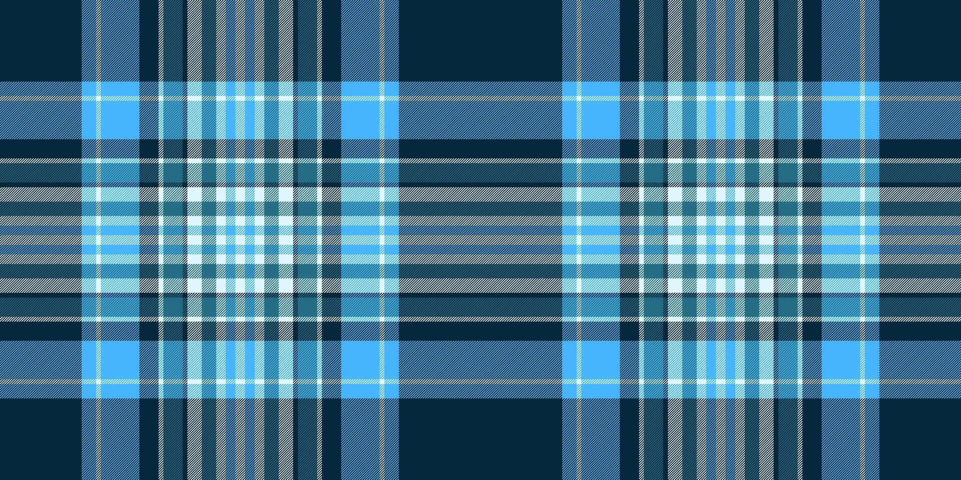 Wear textile pattern tartan, newborn check vector plaid. Detailed seamless fabric texture background in cyan and dark colors.
