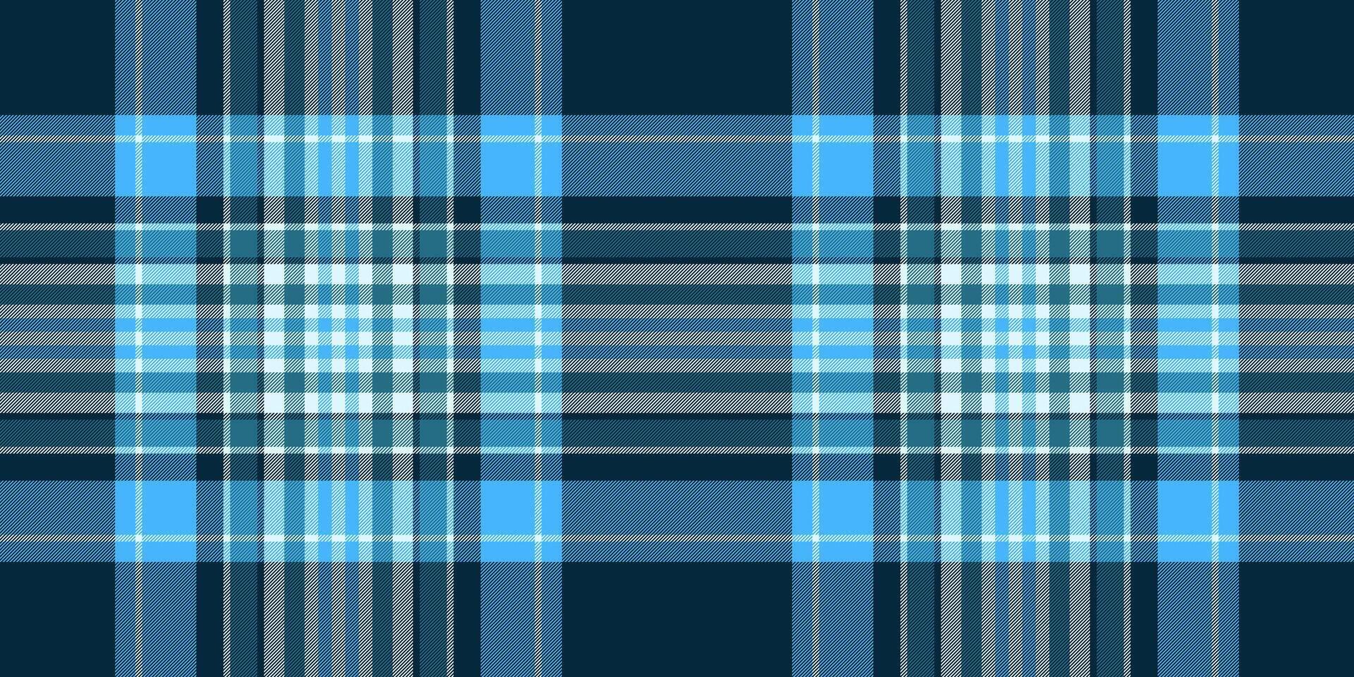 Wear textile pattern tartan, newborn check vector plaid. Detailed seamless fabric texture background in cyan and dark colors.