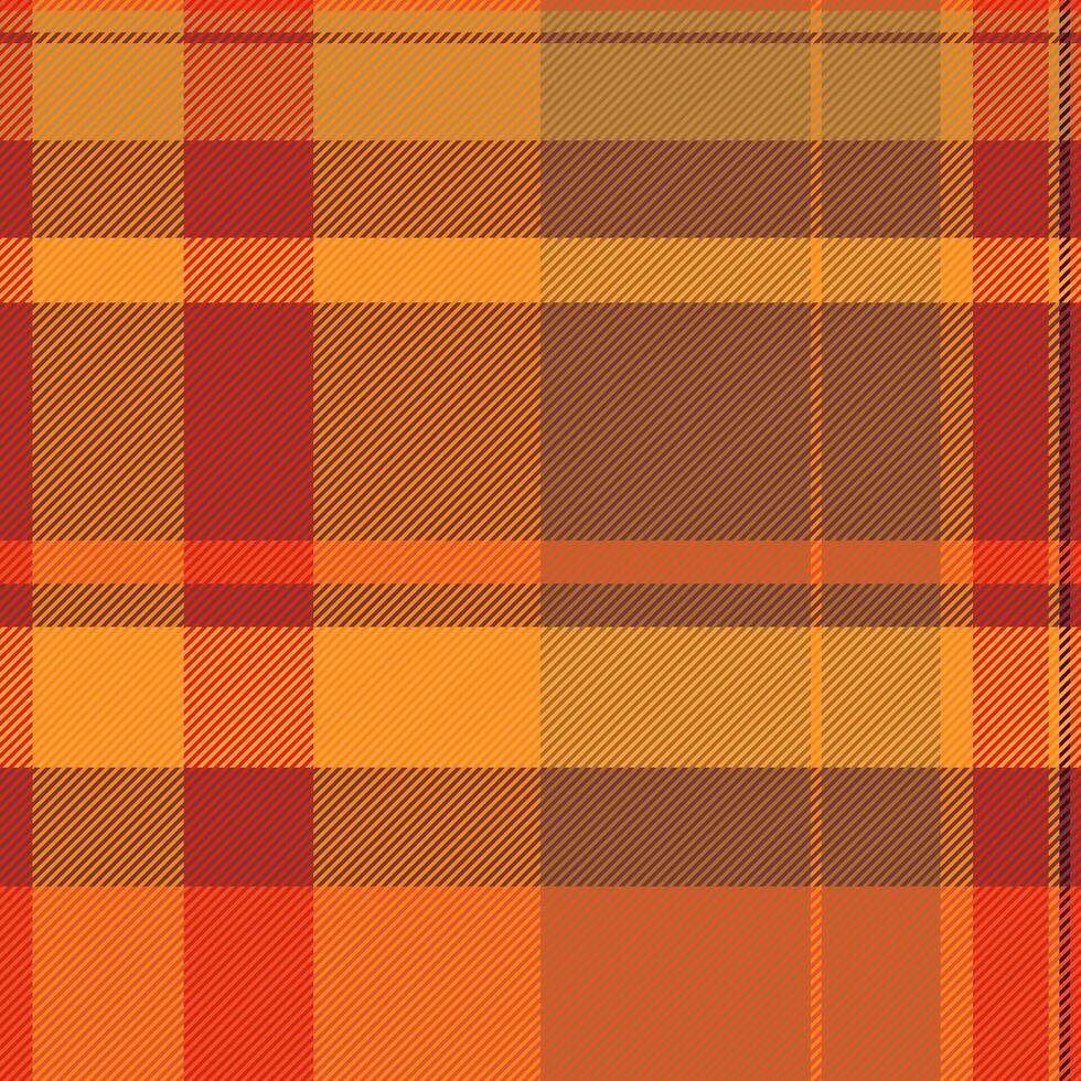 Minimalist check tartan texture, us background plaid fabric. Mixed pattern vector seamless textile in red and orange colors.