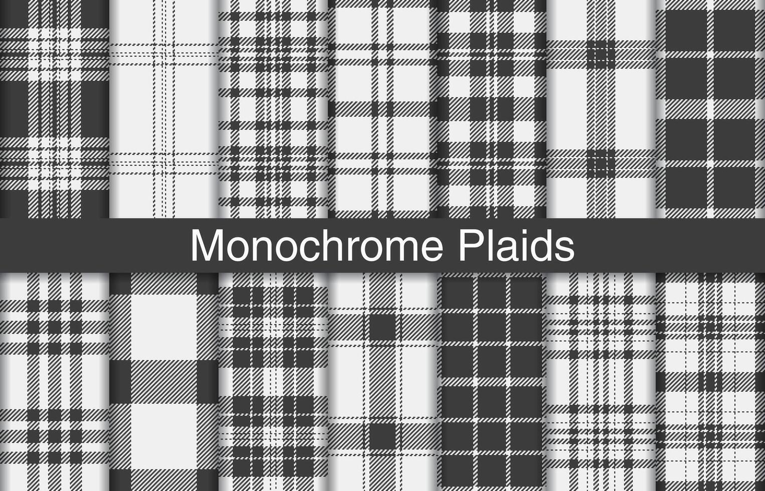 Monochrome plaid bundles, textile design, checkered fabric pattern for shirt, dress, suit, wrapping paper print, invitation and gift card. vector