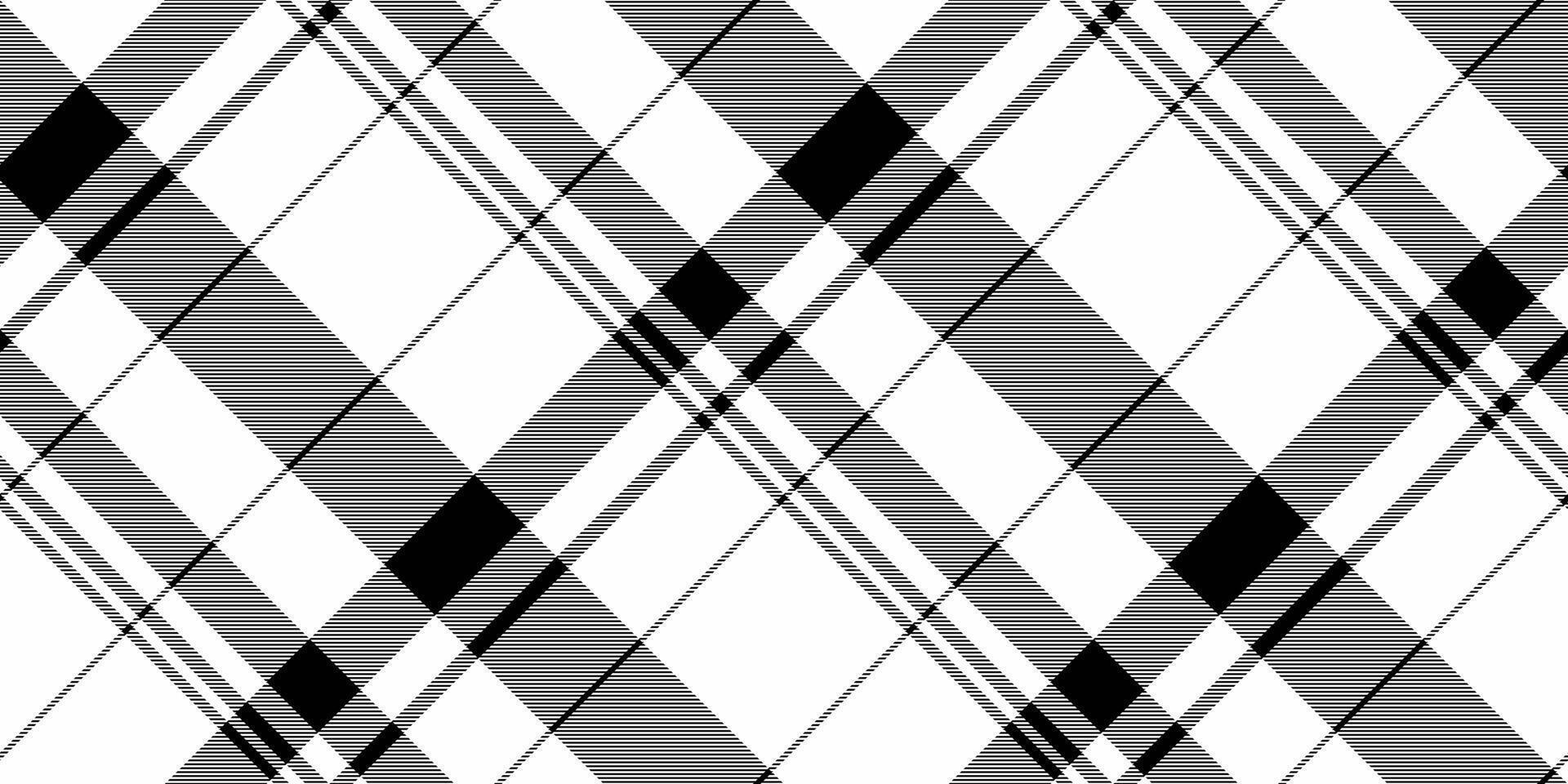 Contour fabric textile background, tidy seamless tartan plaid. Aged texture vector check pattern in white and black colors.