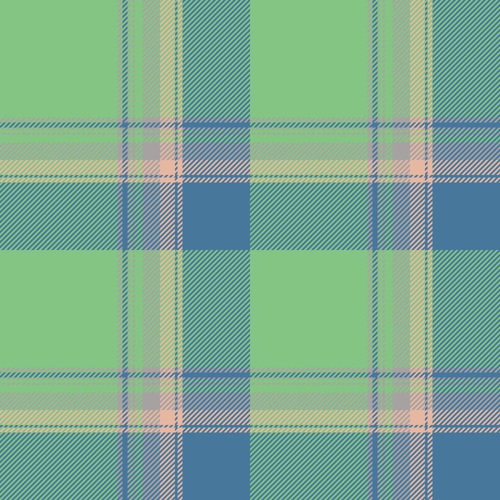 Plaid seamless pattern in green. Check fabric texture. Vector textile print.