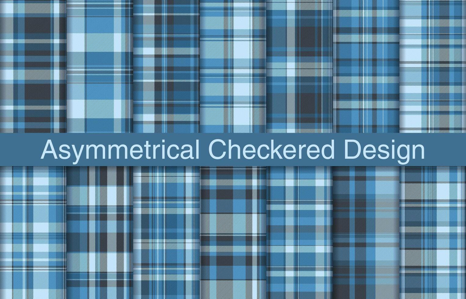 Asymmetrical plaid bundles, textile design, checkered fabric pattern for shirt, dress, suit, wrapping paper print, invitation and gift card. vector