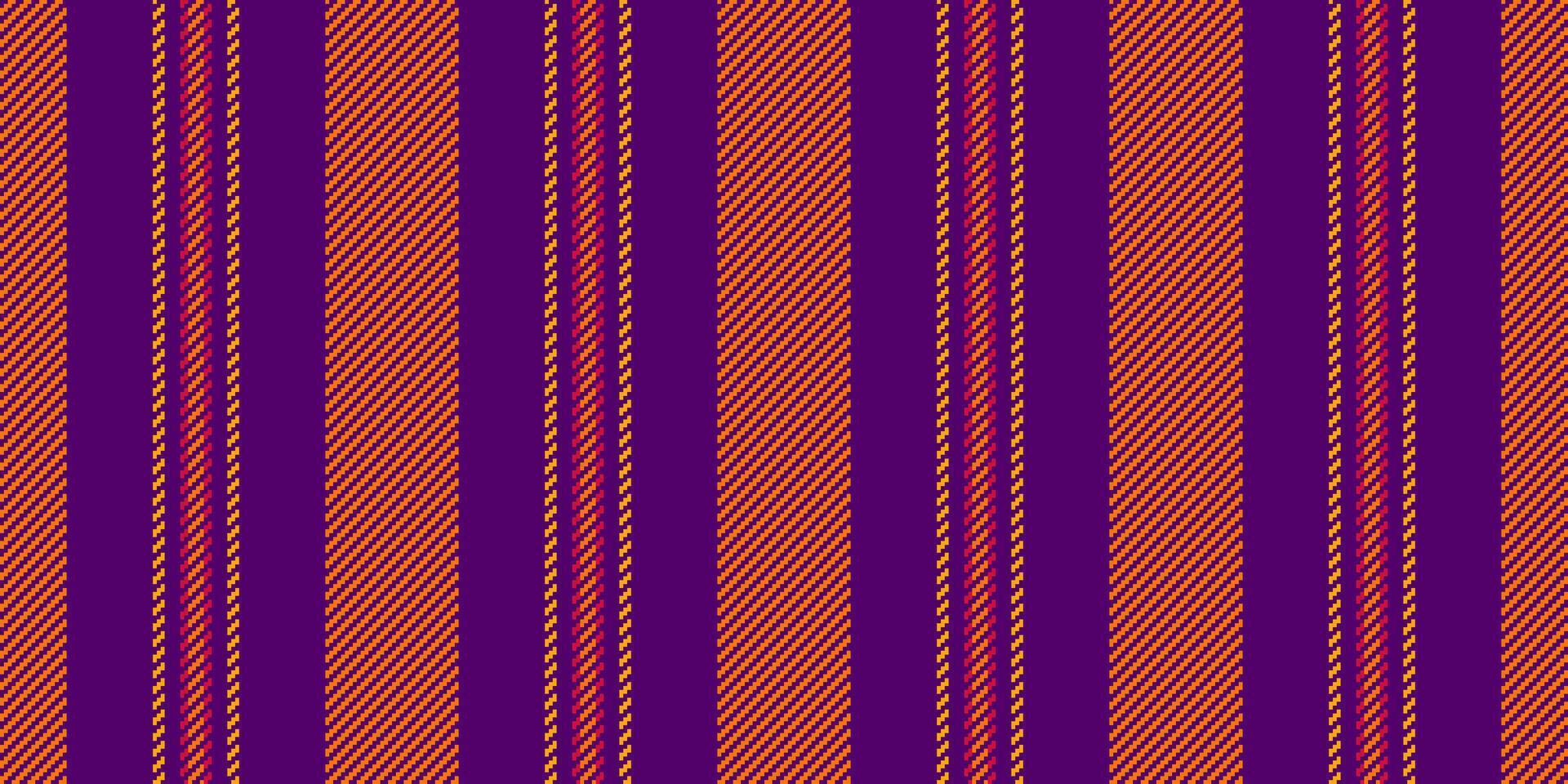 Deco fabric pattern background, grunge texture vector stripe. Geometric seamless textile vertical lines in purple and bright colors.
