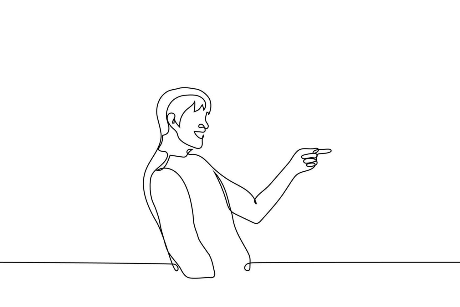 man laughs and points his finger - one line drawing vector. concept mocker, joker, merry fellow, bully vector