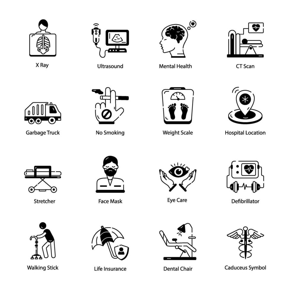 Linear Icon Set Depicting Medical Services vector