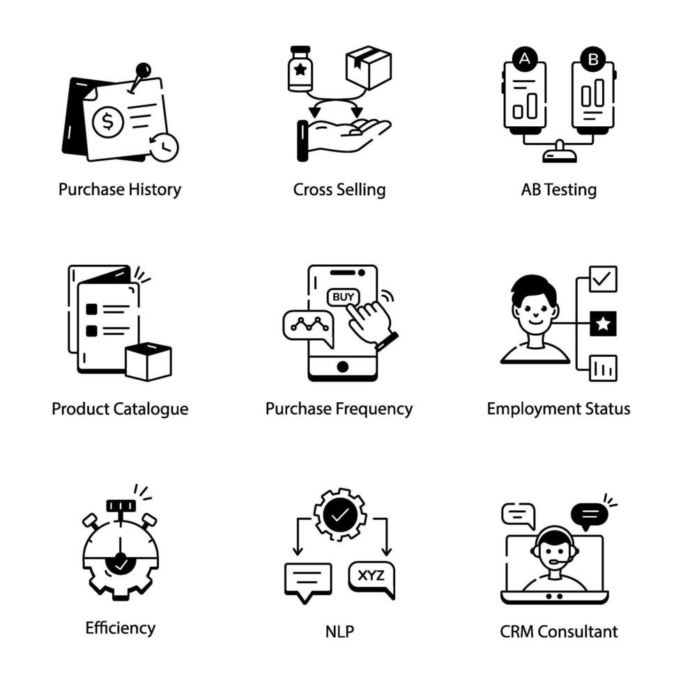 Linear Icon Bundle of Ecommerce CRM vector