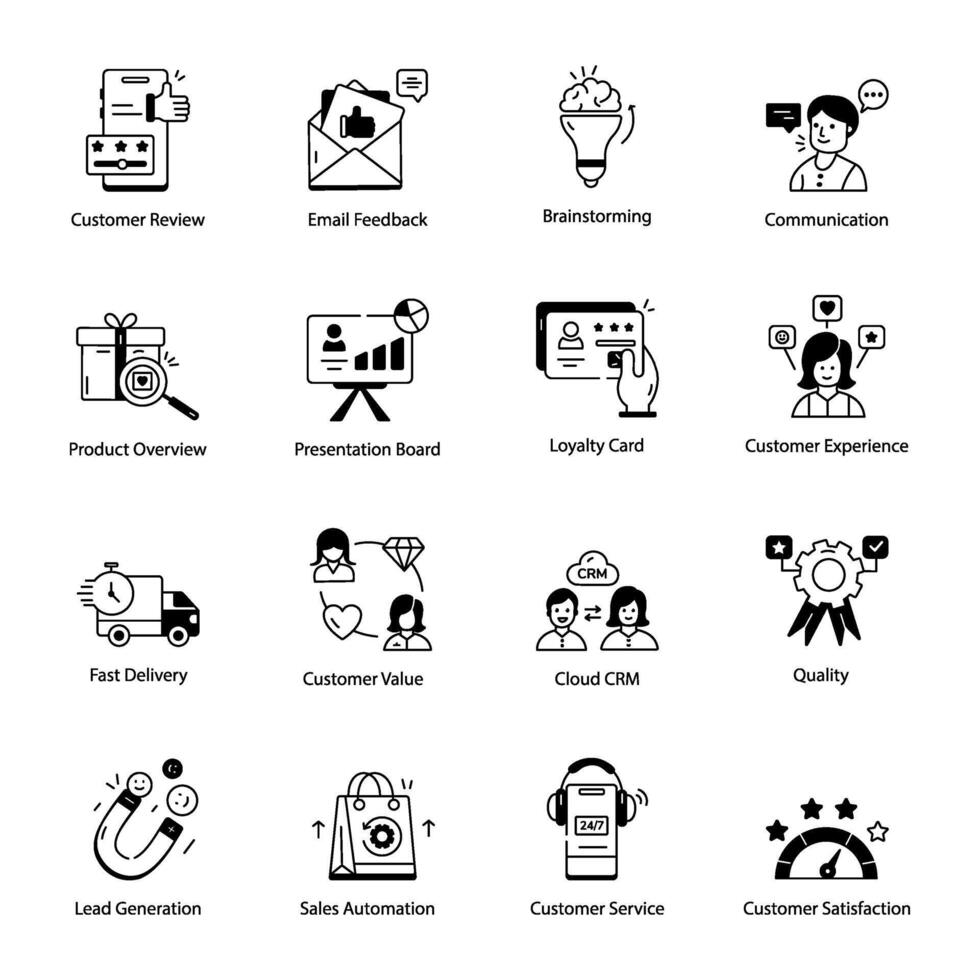 Trendy Linear Icons Depicting Customer Services vector