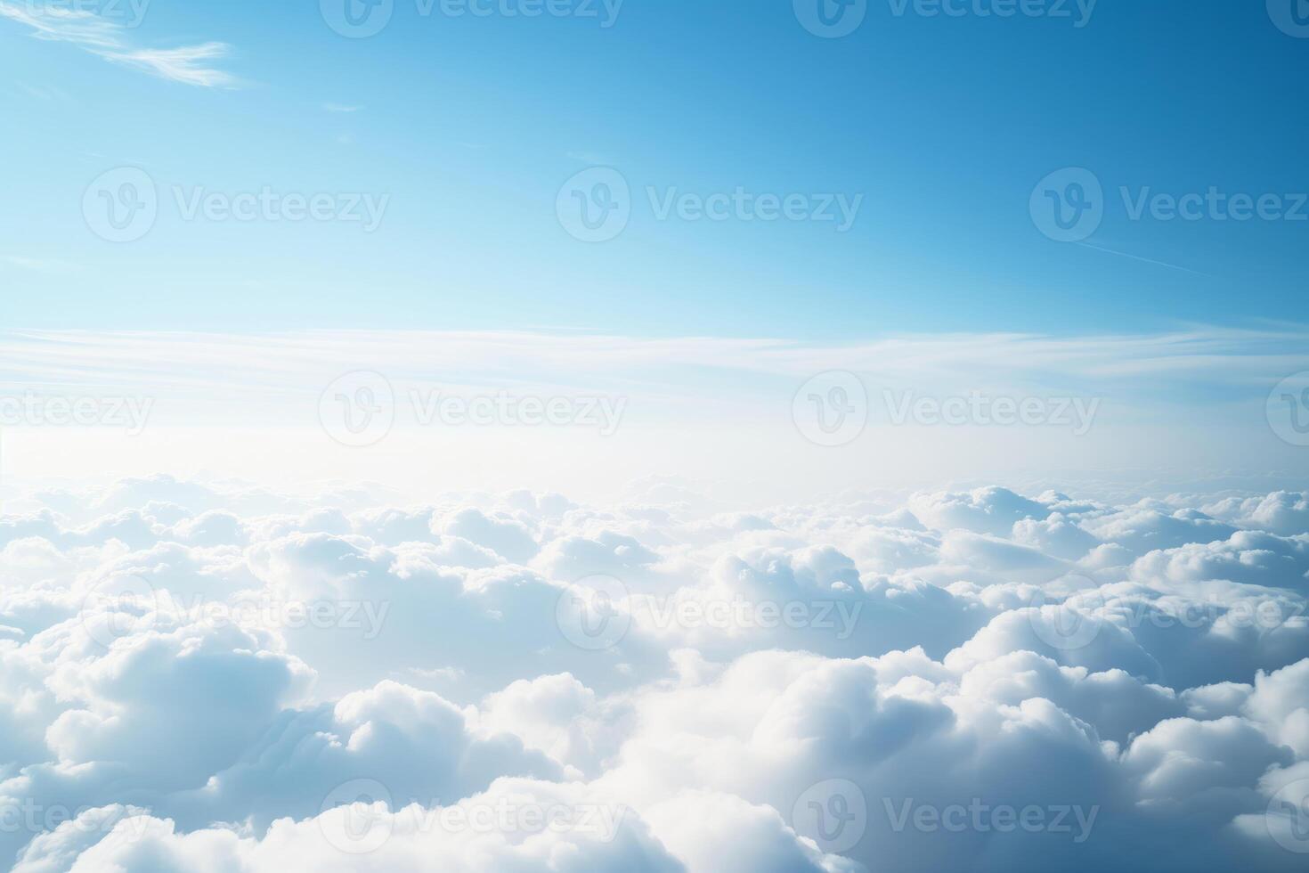 AI generated High nature view large white clouds on soft sky background in the morning, View of white cloudy on the plane. photo