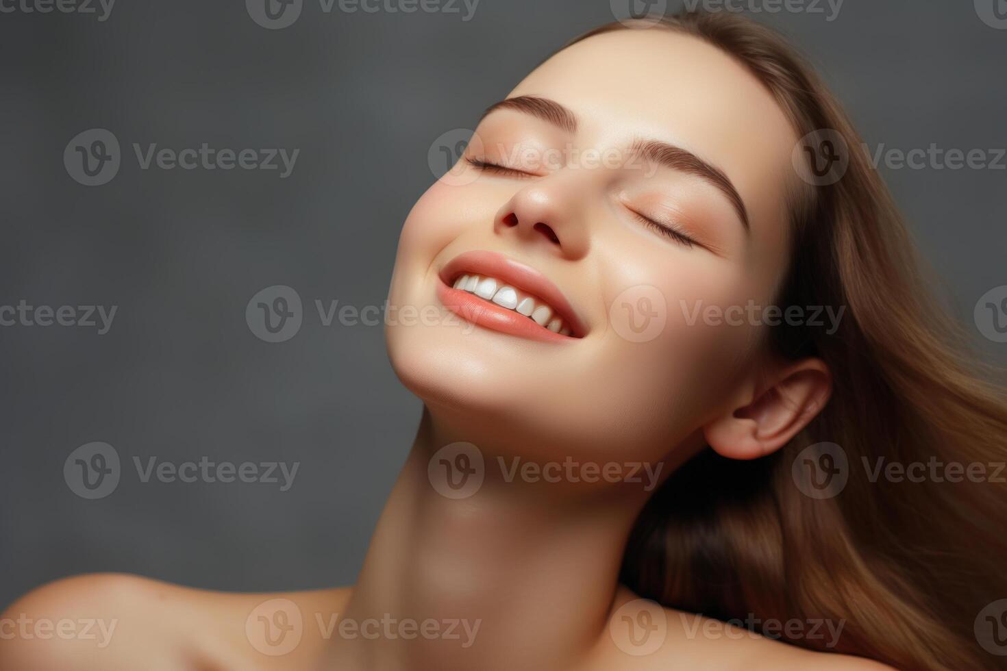 AI generated Young woman enjoys Vitamin C for skin with orange photo