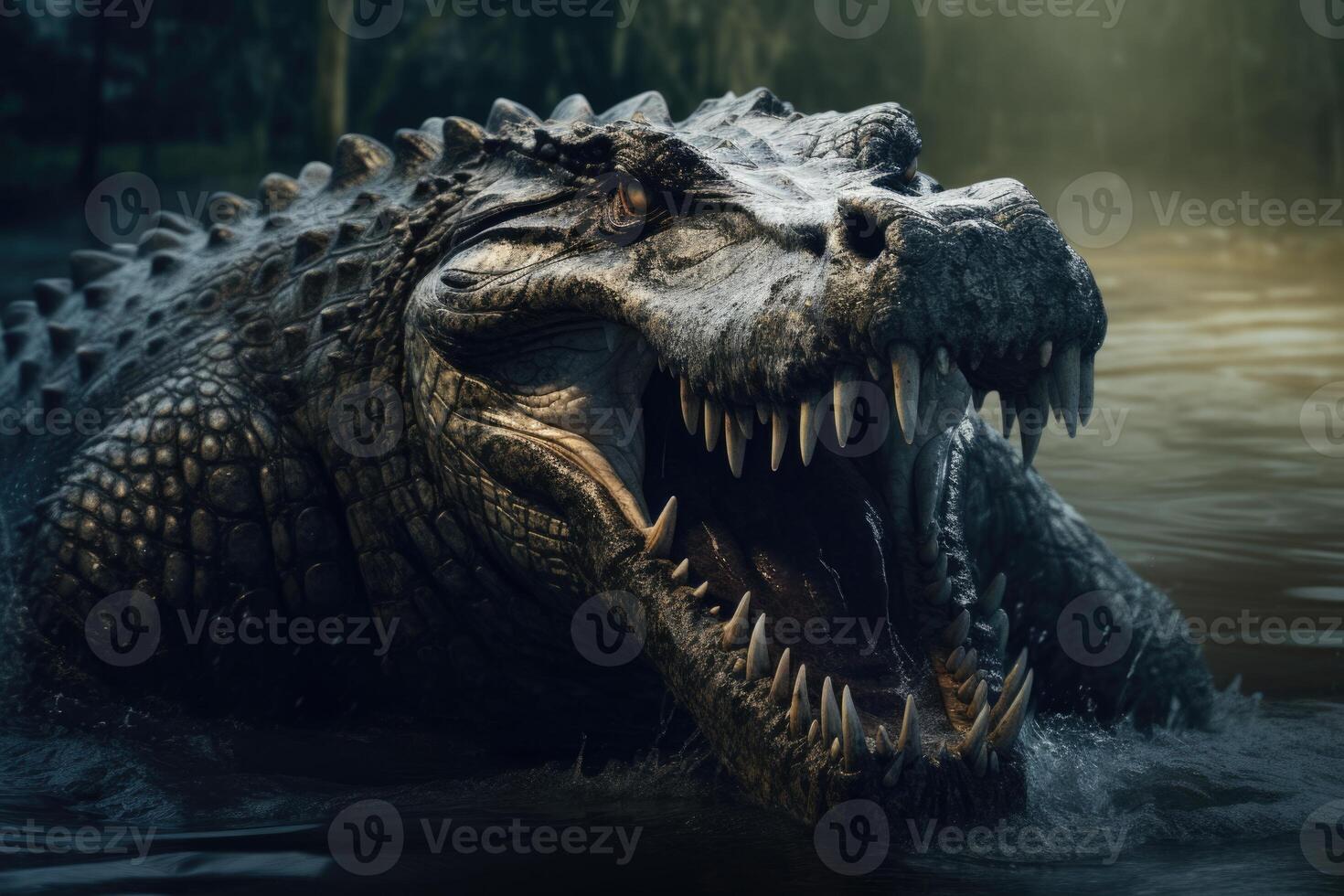 AI generated Sharptoothed crocodile in river. photo