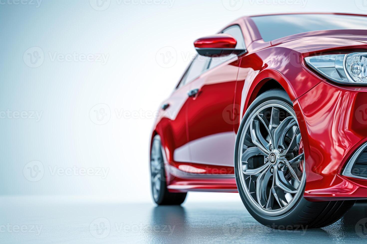 AI generated New car  sedan type in modern style. Copy space  banner composition. 3D illustration photo