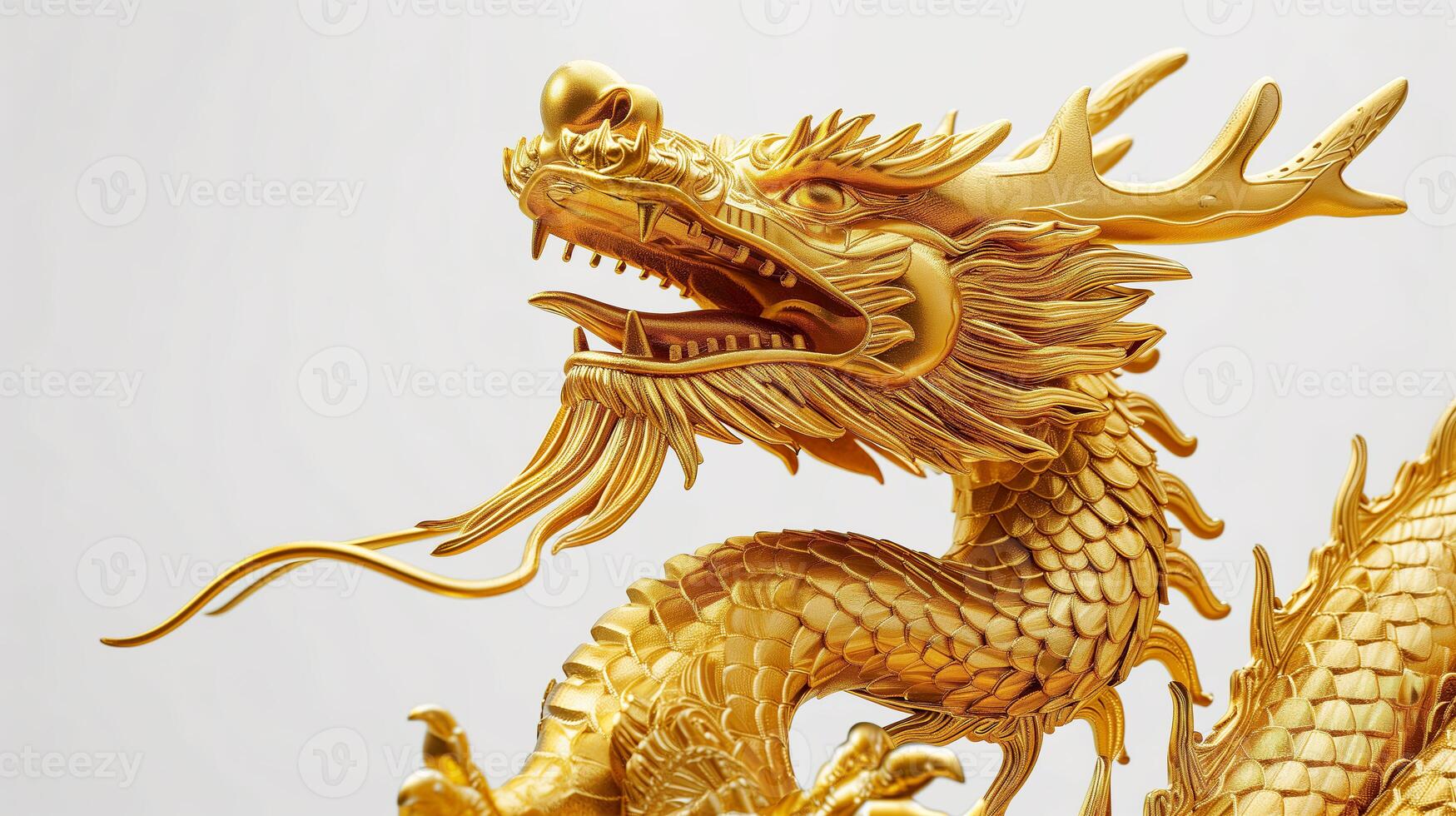 AI generated Festive Chinese Dragon, Gold Symbol of Good Fortune, New Year Concept photo