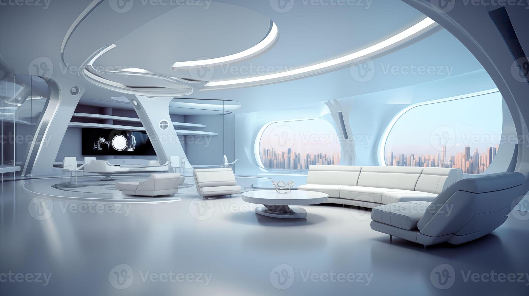 AI generated Futuristic Elegance, Empty Interior Design for Modern Living Spaces photo