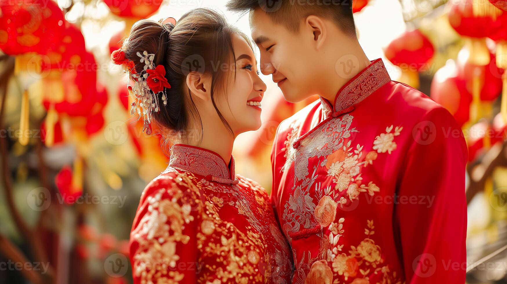 AI generated Celebrating Chinese New Year, Joyful Asian Couple photo