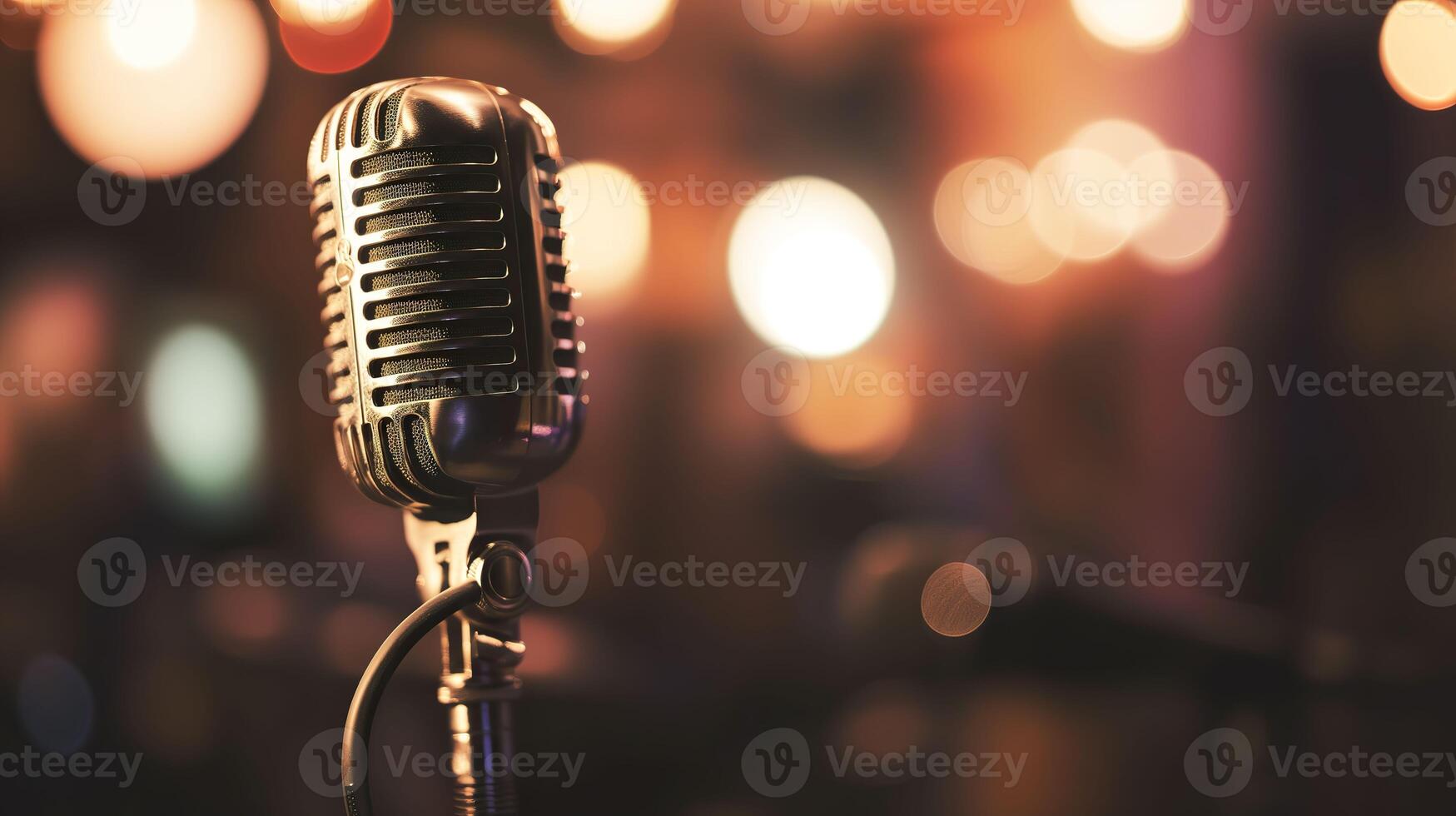 AI generated Vintage Microphone and Pop Filter, Retro Audio Recording Equipment photo
