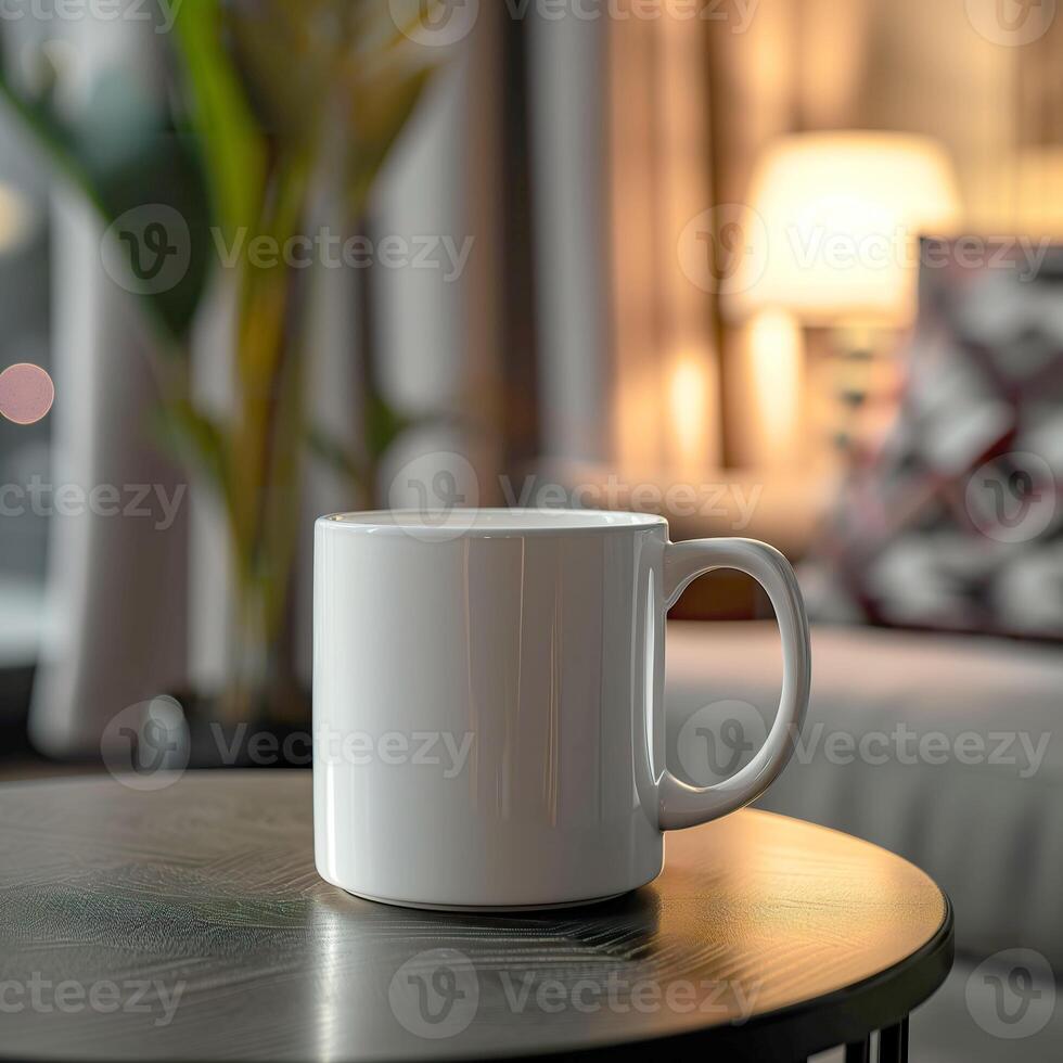 AI generated Coffee Mug Mock Up with Matte White Finish, Minimalistic photo