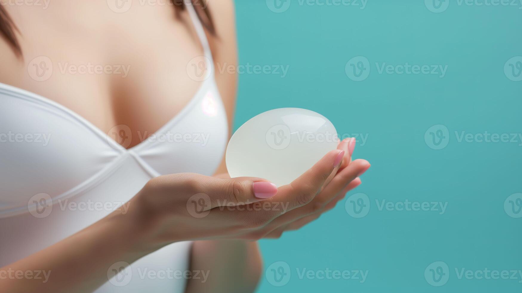 AI generated Surgical Innovation, Woman with Silicone Implants for Breast Augmentation photo