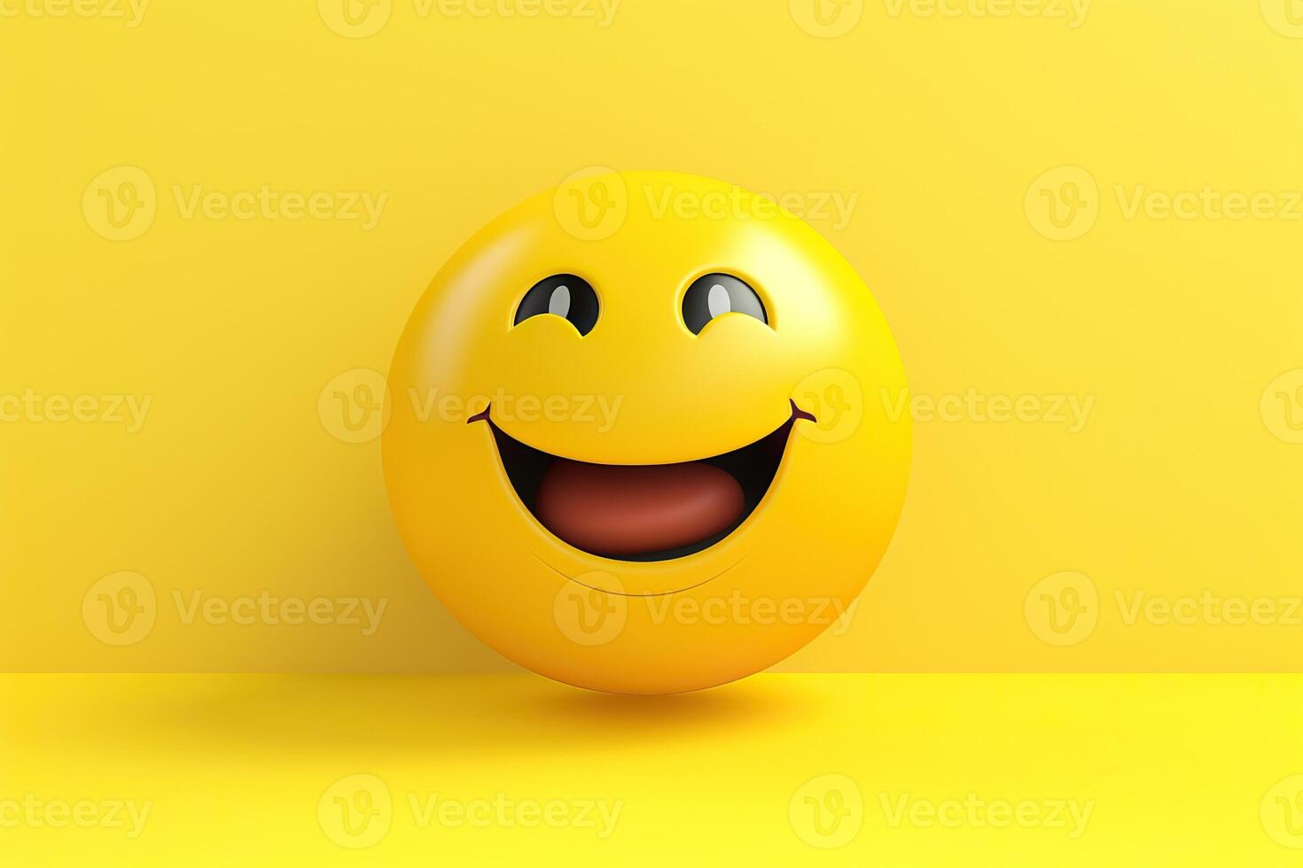 AI generated Yellow smile emoji in 3D rendering. photo