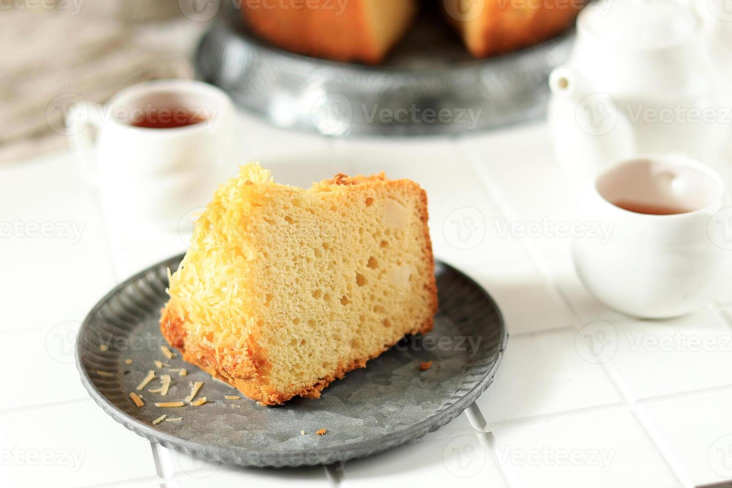 Sliced Chiffon Cake on White Table photo