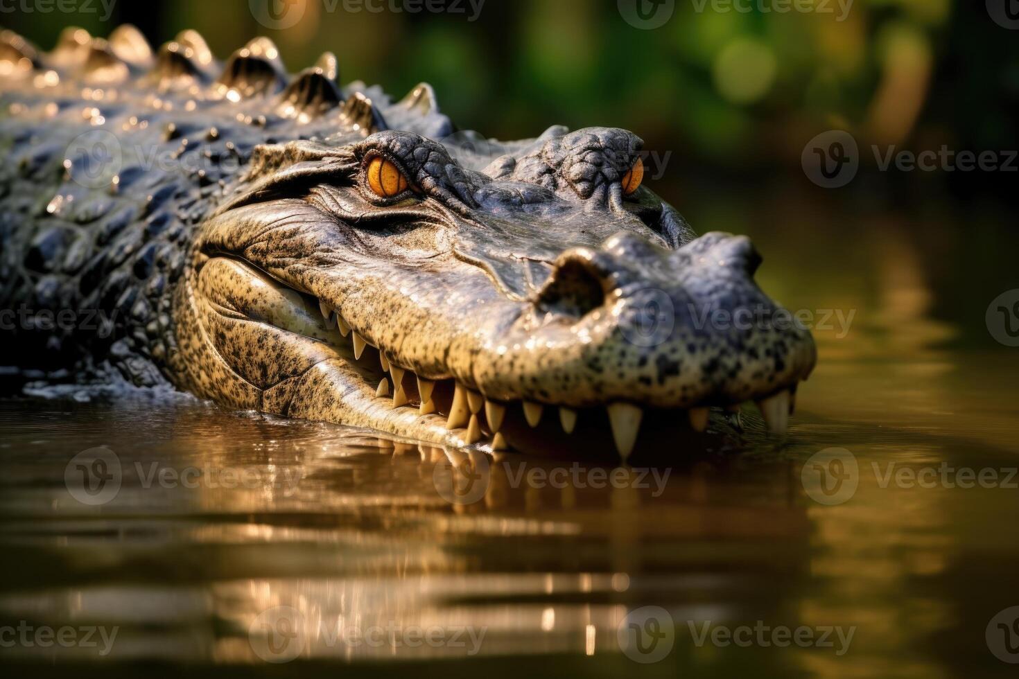 ai generado australiano cocodrilo en daintree río, Queensland foto