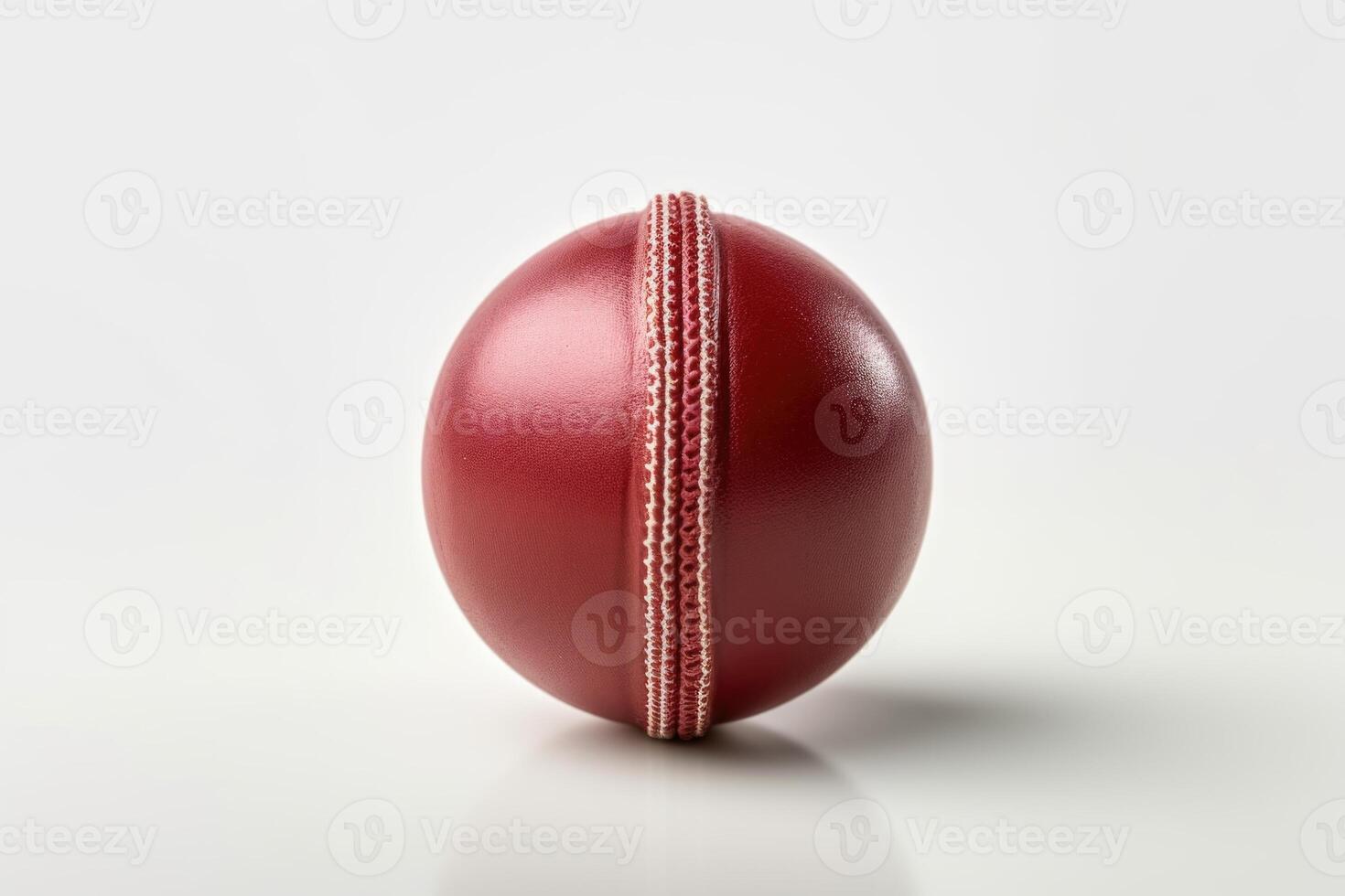 AI generated Closeup picture of new leather cricket ball photo