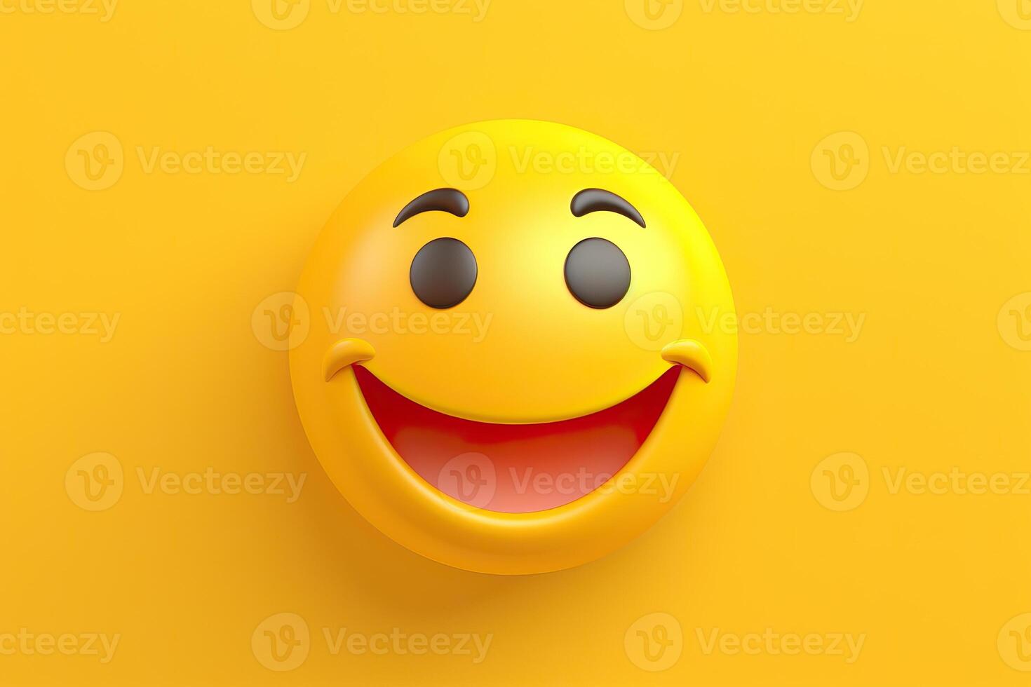 ai generado amarillo sonrisa emoji en 3d representación. foto