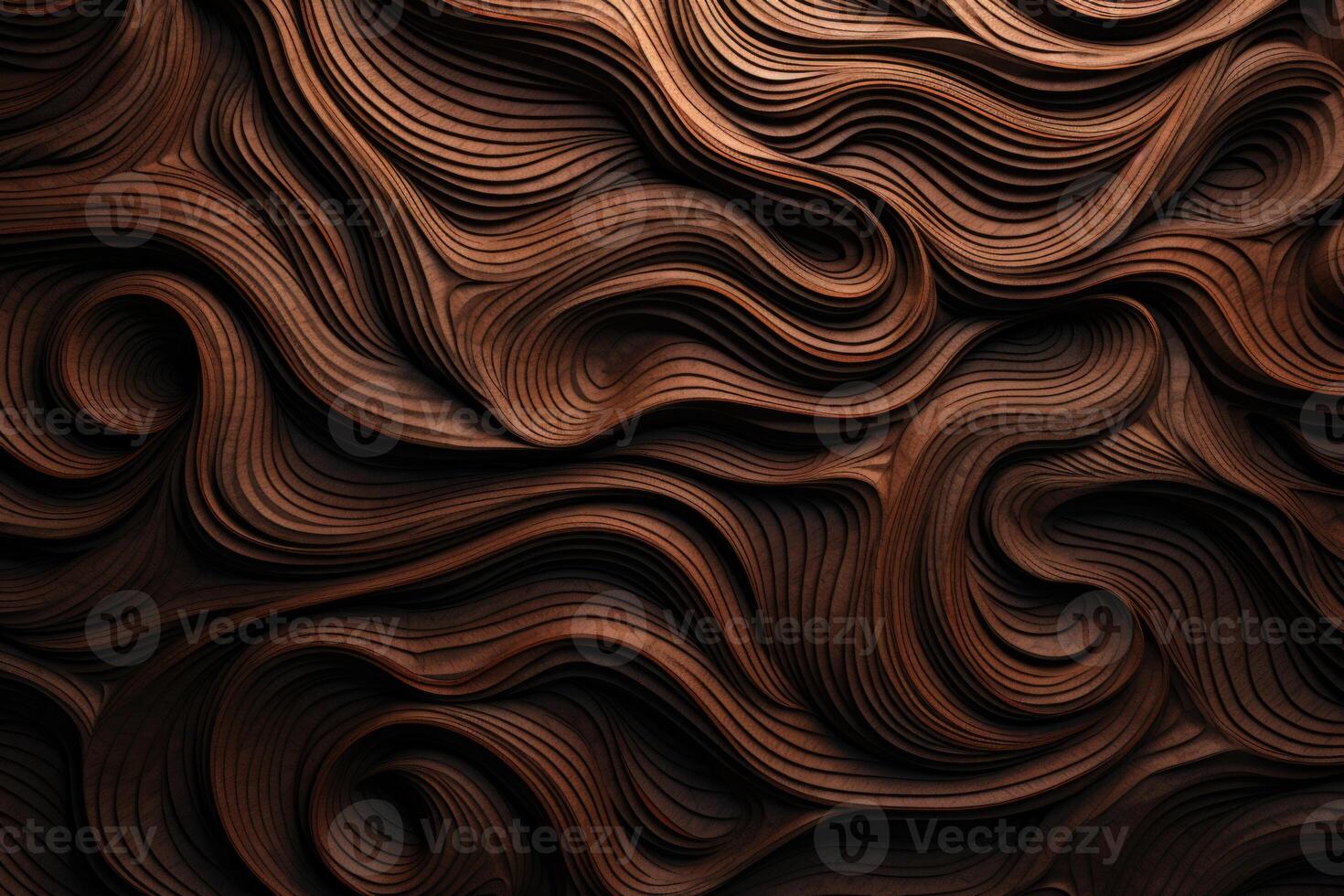 AI generated Organic wooden swirls background texture. photo