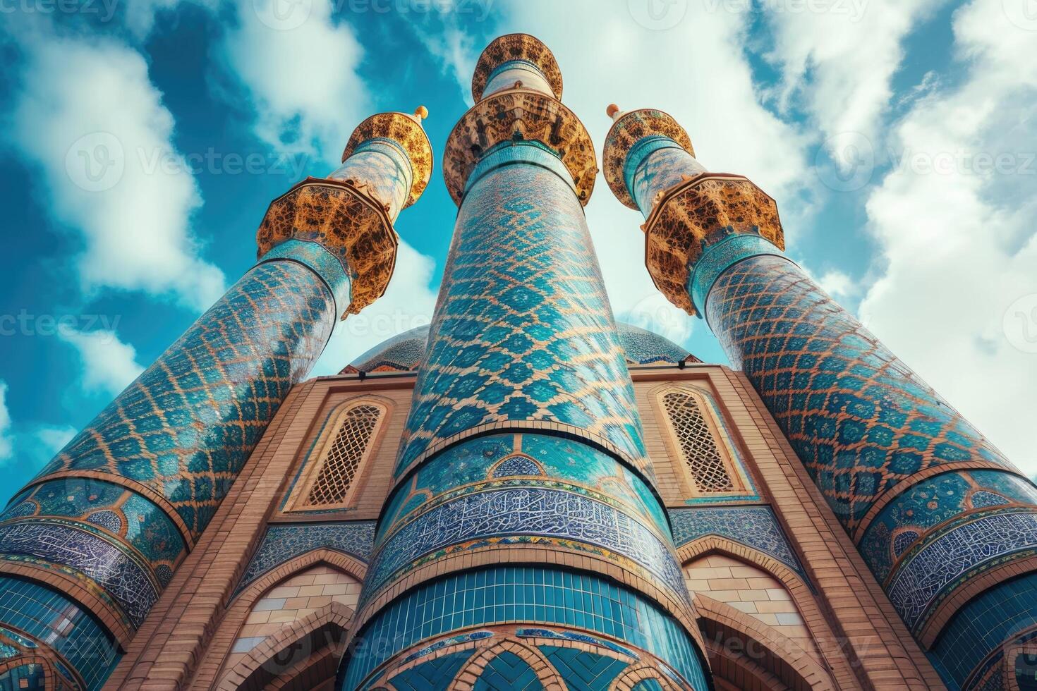 AI generated Islamic Mosque Design  Creative Minaret Photography photo