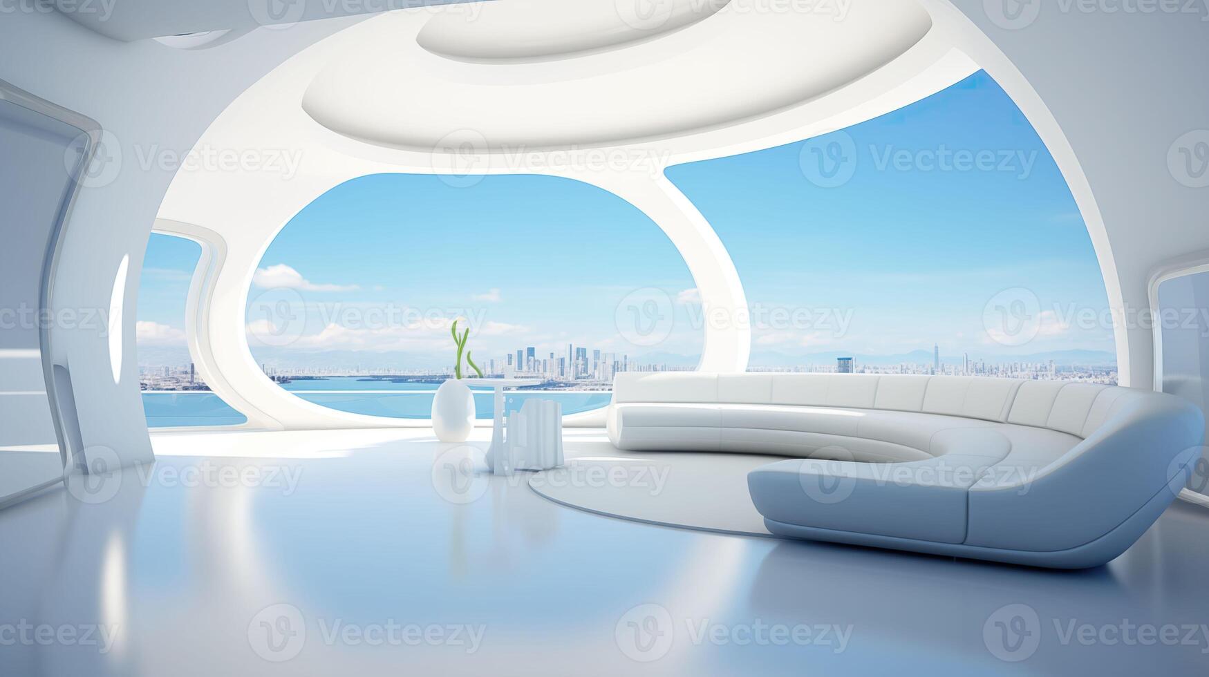 AI generated Futuristic Elegance, Empty Interior Design for Modern Living Spaces photo