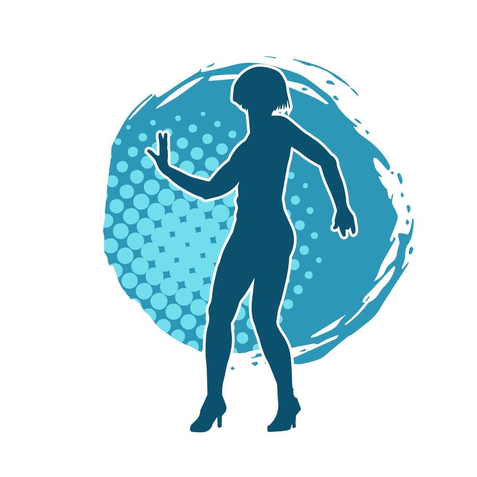 Silhouette of a female dancer doing hand stand pose. Silhouette of a woman dancing pose. vector