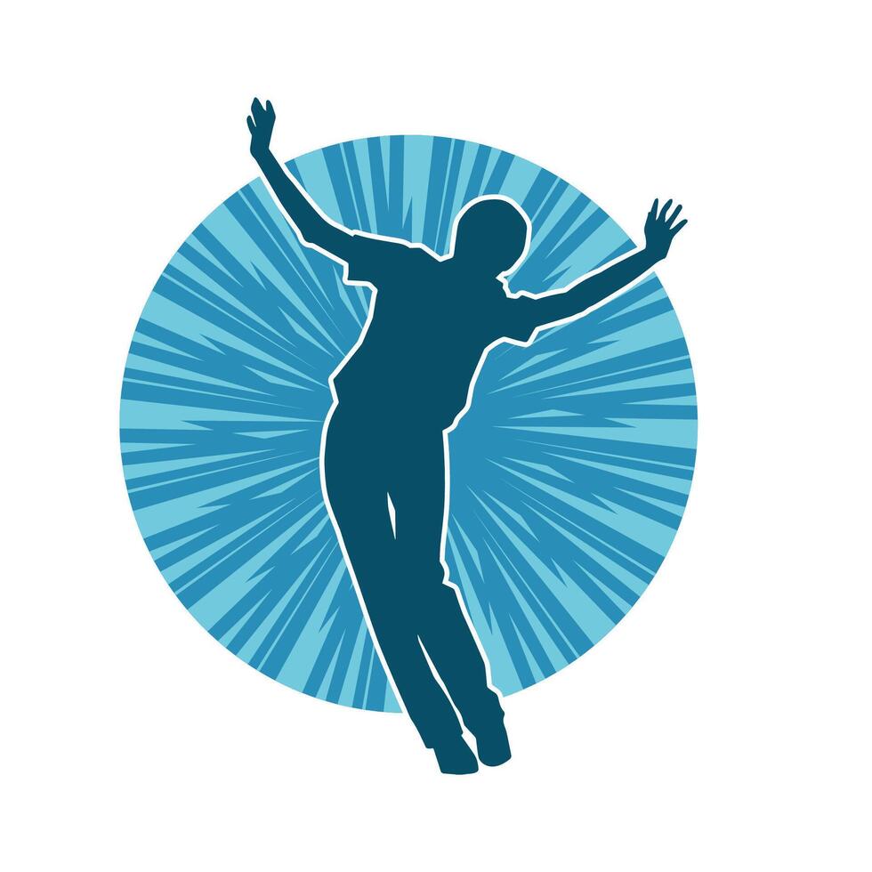 Silhouette of a female dancer in action pose. Silhouette of a slim woman in dancing pose. vector