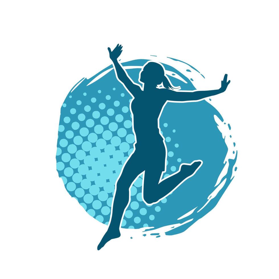 Silhouette of a female ballet dancer in action pose. Silhouette of a ballerina girl dancing pose. vector